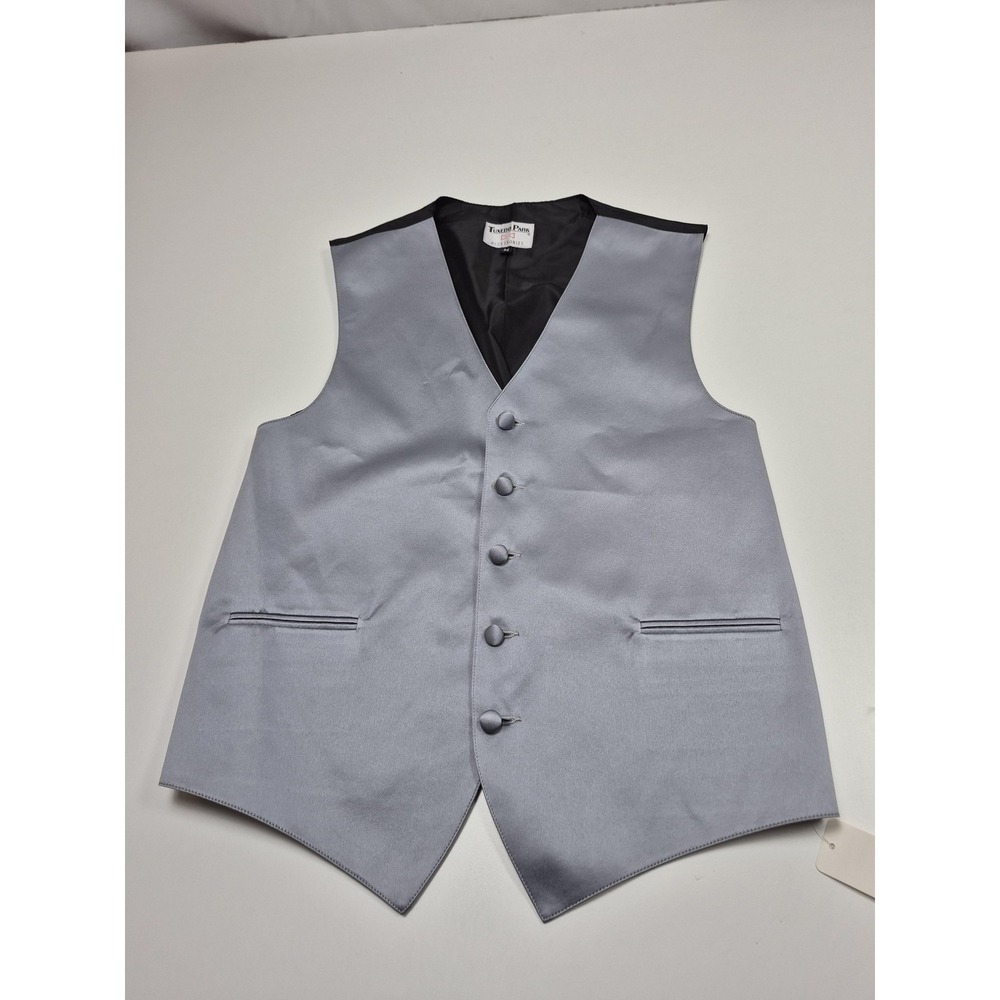 Tuxedo Park Vest Mens Medium Silver Satin Polyester Tuxedo Wedding Formal